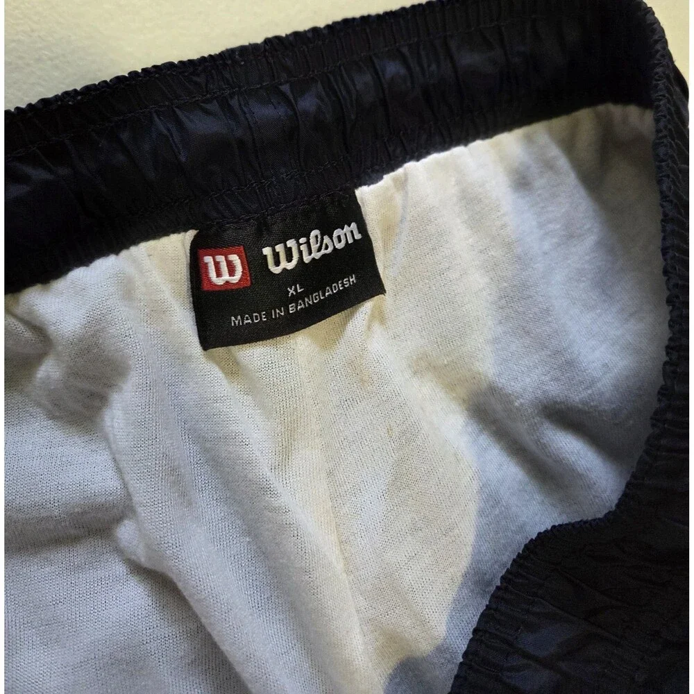 Wilson Vintage Navy Blue Nylon Windpants Track Pants XL Lined Athletic Warmup